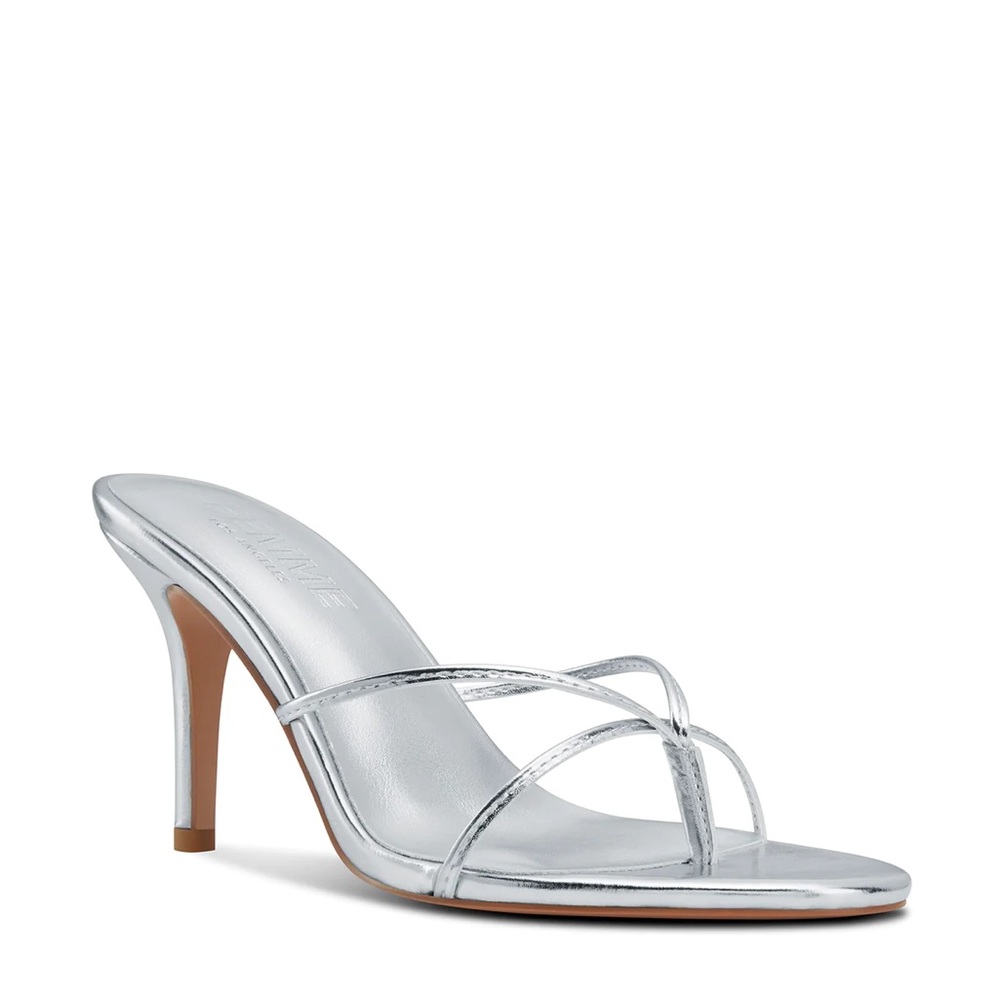 Platinum kitten heel sandals (Size 4)